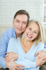 Middle aged Couple portrait isolated on white background.