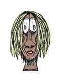 Primitive Man Portrait Cartoon Style Drawing