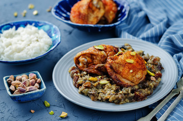 Moroccan spiced chicken with dates and aubergines