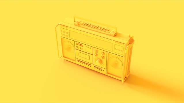 Yellow Retro Boombox 3d Illustration 