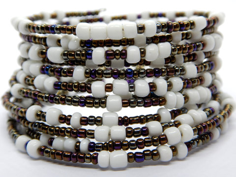 Color bead bracelet close-up, African handmade fashion jewellry