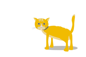 Funny yellow cat. Vector illustration.