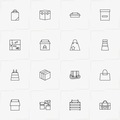 Boxes & Packages line icon set with box, packages and bag