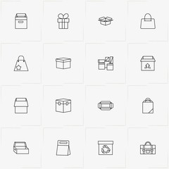Boxes & Packages line icon set with packages, package and box