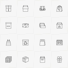 Boxes & Packages line icon set with packages, box and box and package