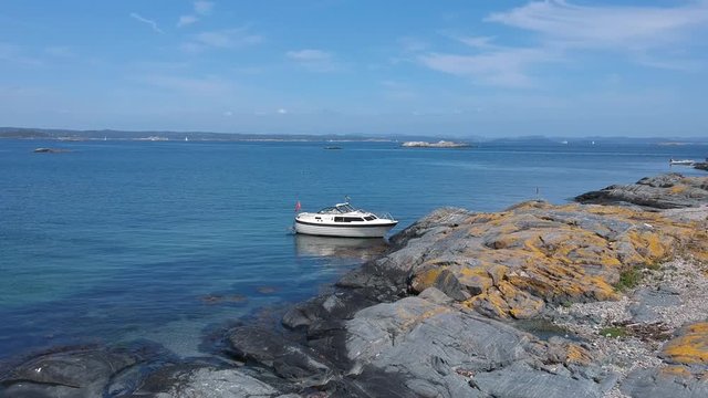 Boat tied to land