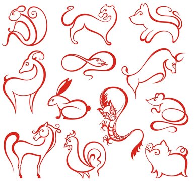 Chinese Zodiac icons.
