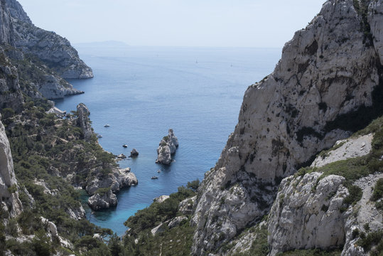 Wide view of a Mediterranean coastline