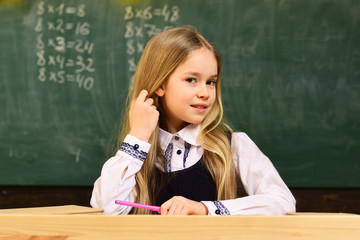 ready for school. small girl ready for school little happy child ready for school. pretty kid ready for school. i prepare for my exam