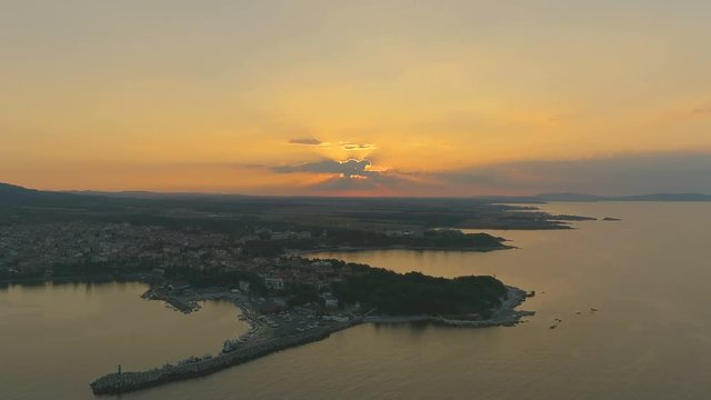 Aerial Sunset in Carevo,Bulgaria 4k
