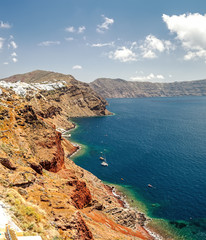 Fira, Santorini. The view from the city on the Caldera of the volcano
