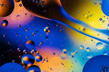 Abstract beautiful gradient circle.  molecule structure or space and planet Macro shot very close up of air oil water or molecule. Abstract color background. Gradient bubbles