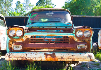Rusty truck in junk yard