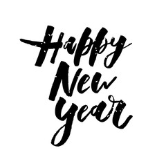 Happy New Year Vector Phrase Lettering Calligraphy Sticker