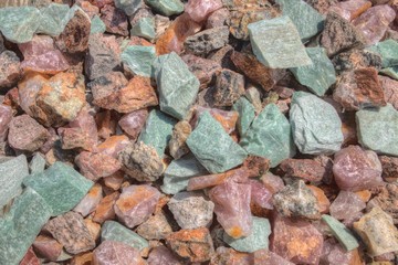 Chunks of Raw Rose and Jade Quartz with Mica and other Minerals