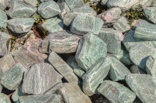 rough Jade Quartz Chunks on Display