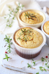 Fluffy potato souffle with cheese
