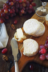 French Goat cheese, red grappe and glass of red wine