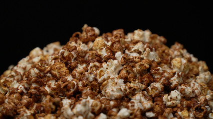 close up caramel popcorn background