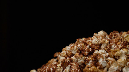 close up caramel popcorn background