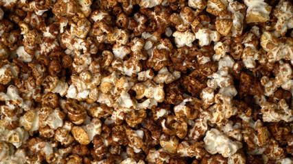 close up caramel popcorn background