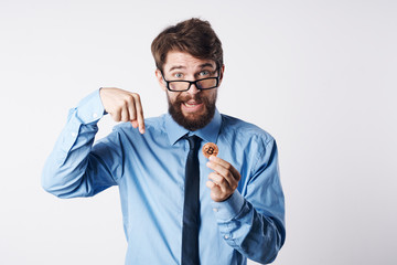 businessman with thumbs up isolated on white background