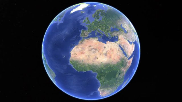 Kuwait with flag. 3d earth in space - zoom in Kuwait outer, created using ultra high res NASA