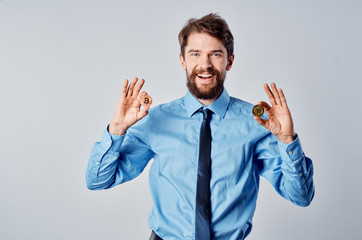 bitcoin business man smiling