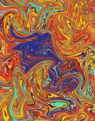 Abstract impressionism style art. Marble texture background. Swirl design pattern. Marbled painting artwork. Multicolored graphic wallpaper. Digital print for poster or craft products. Bright colors.