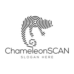 chameleon Scan Technology Logo vector Element. Animal Technology Logo Template © desbayy