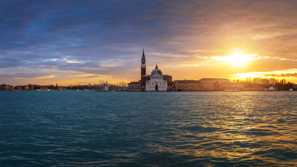 Chiesa del Santissimo Redentore (Church of the Most Holy Redeemer) - Il Redentore Church at sunset, Venice, Italy.