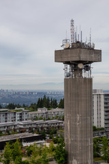 Tower in Burnaby Mountain during a cloudy summer day. Taken in Vancouver, BC, Canada.