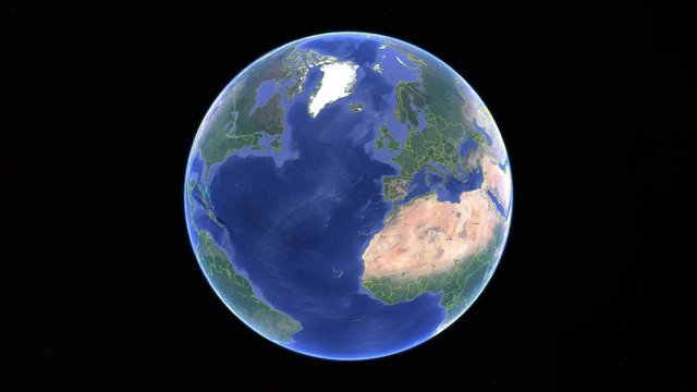 Liechtenstein with flag. 3d earth in space - zoom in Liechtenstein outer, created using ultra high res NASA