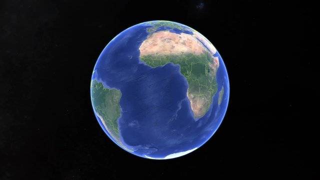 Madagascar with flag. 3d earth in space - zoom in Madagascar outer, created using ultra high res NASA