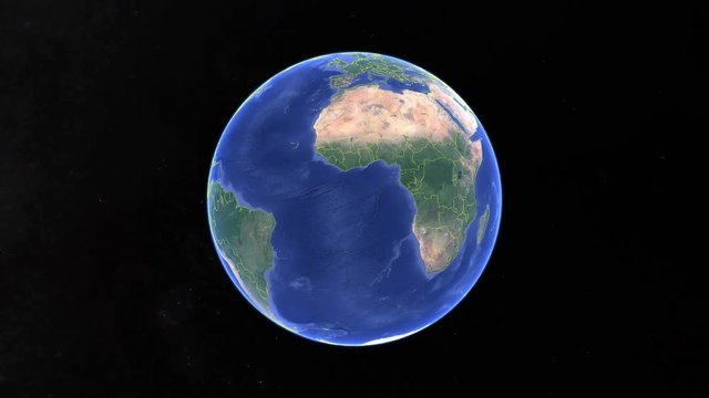 Malawi with flag. 3d earth in space - zoom in Malawi outer, created using ultra high res NASA