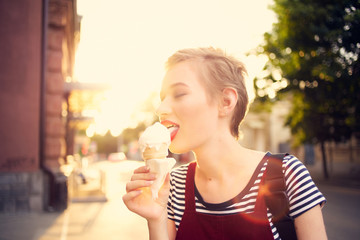 woman eating ice cream