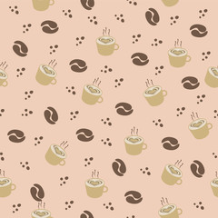 beautiful vector pattern with fragrant coffee in a cup