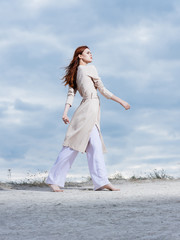 woman on nature summer