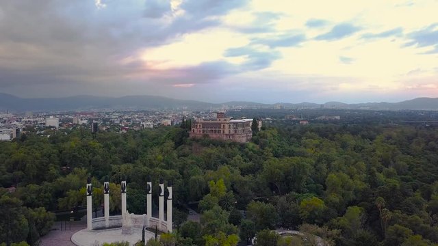 Mexico City skyline - Chapultepec Park aerial view 