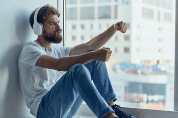 man listening to music