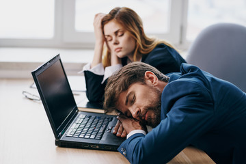 workers sleep in the office