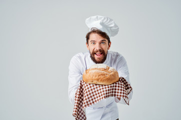 joyful pastry chef baked fresh bread