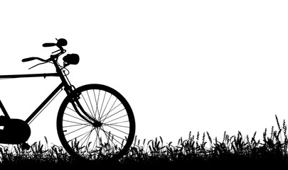 Fototapeta na wymiar silhouette vintage bike on white background.