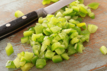 chopped and diced peppers