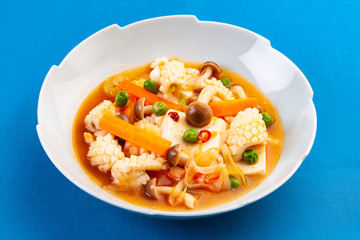 イカと豆腐のチリソース煮