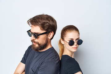 stylish young couple with glasses