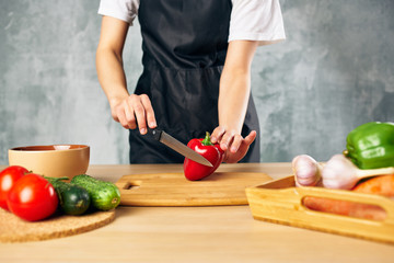 cutting vegetables kitchen