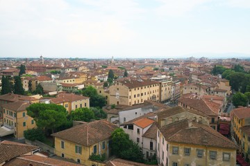 Pisa,Italy-July 28, 2018: View of Pisa city from the top of the Leaning Tower in Pisa, Italy.