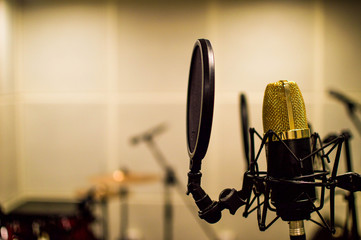 golden microphone mic studio