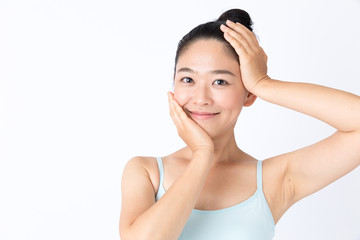 portrait of attractive asian woman beauty image on white background